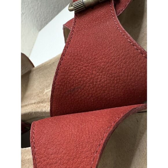 Dansko Selma Leather Red Wedge Platform Shoes 2 Buckled Straps Sandals Size 40 - Picture 12 of 14